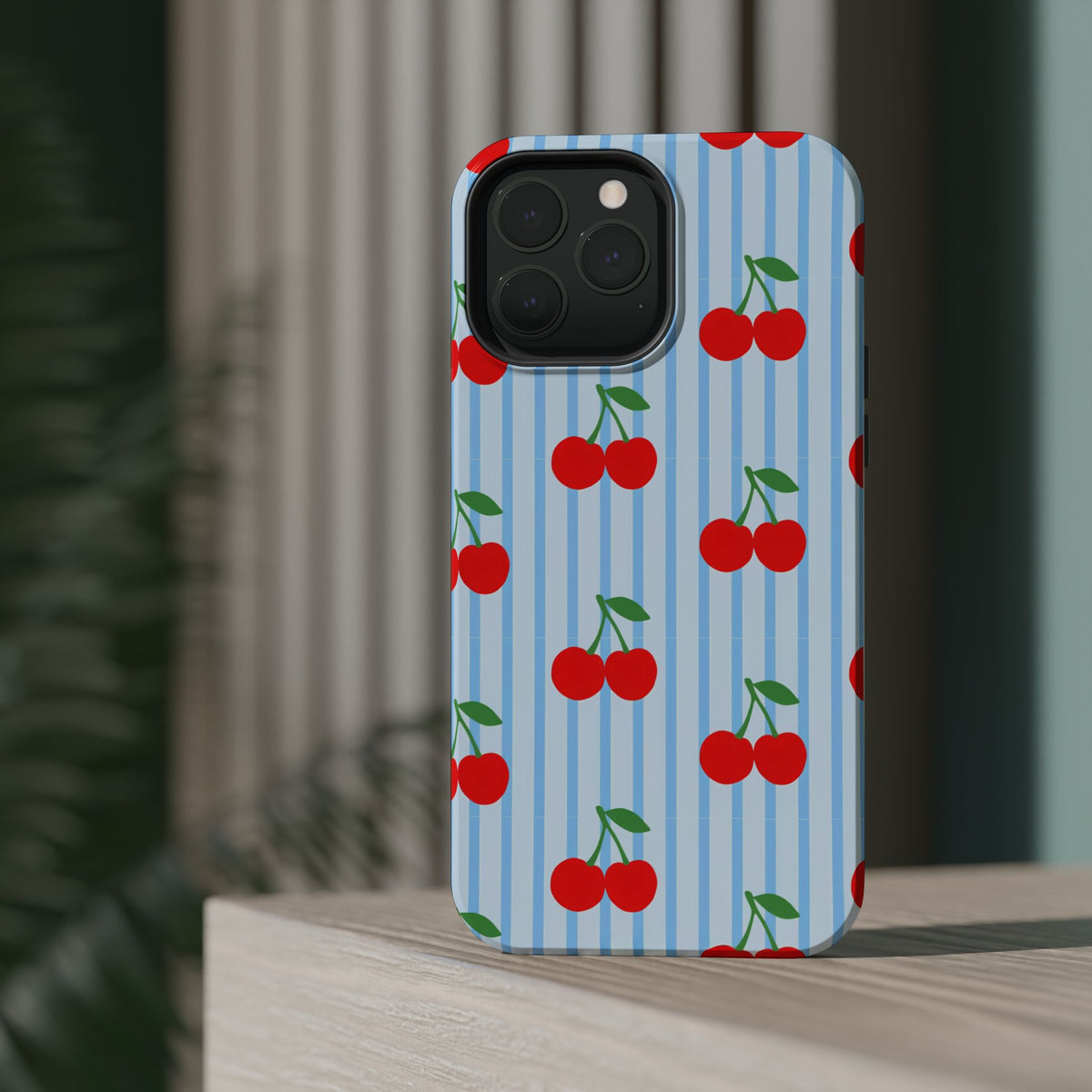 Sunday Market Magnetic Impact Phone Case — Blue Stripe Retro Design