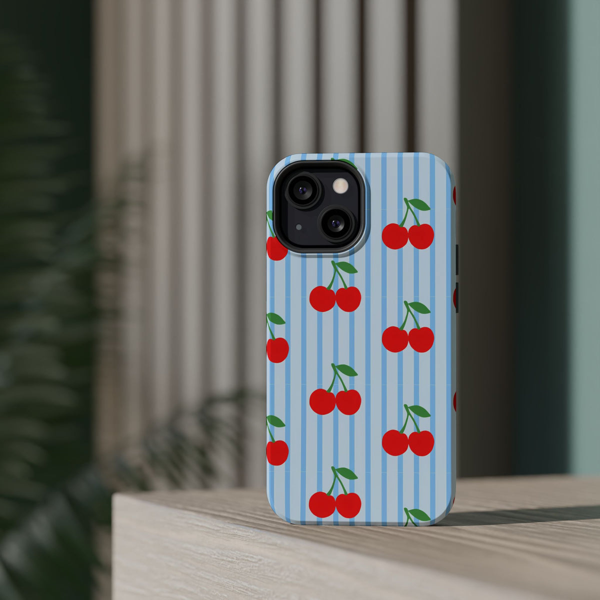 Sunday Market Magnetic Impact Phone Case — Blue Stripe Retro Design