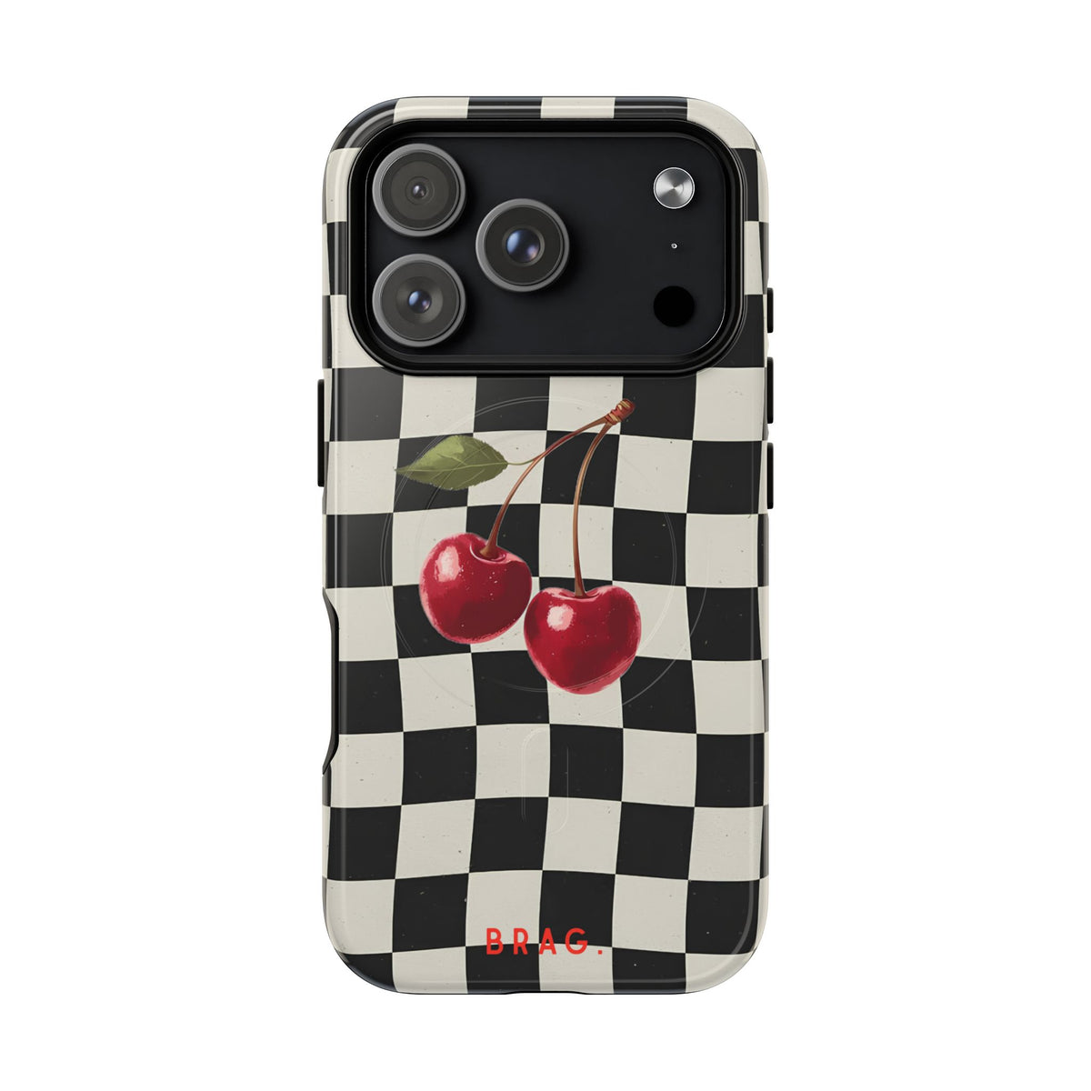 Cherry Check MagSafe Tough Phone Case — Magnetic Protective Cover