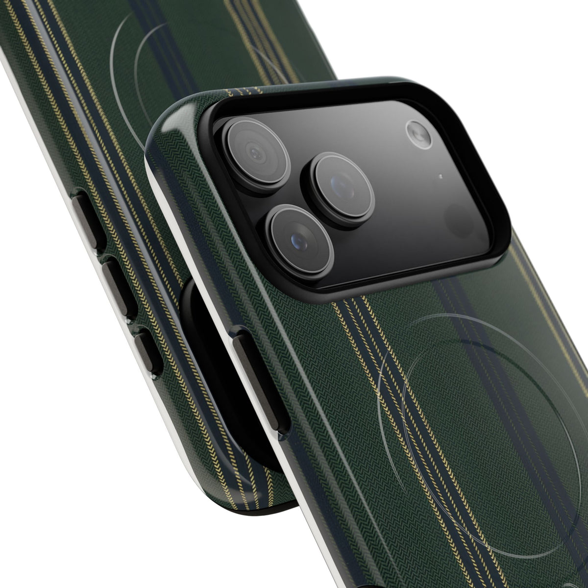 Olive Pinstripe MagSafe Tough Phone Case — Magnetic Protective Cover