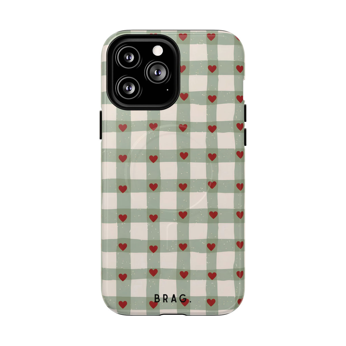 Mint Hearts MagSafe Tough Phone Case — Magnetic Protective Cover