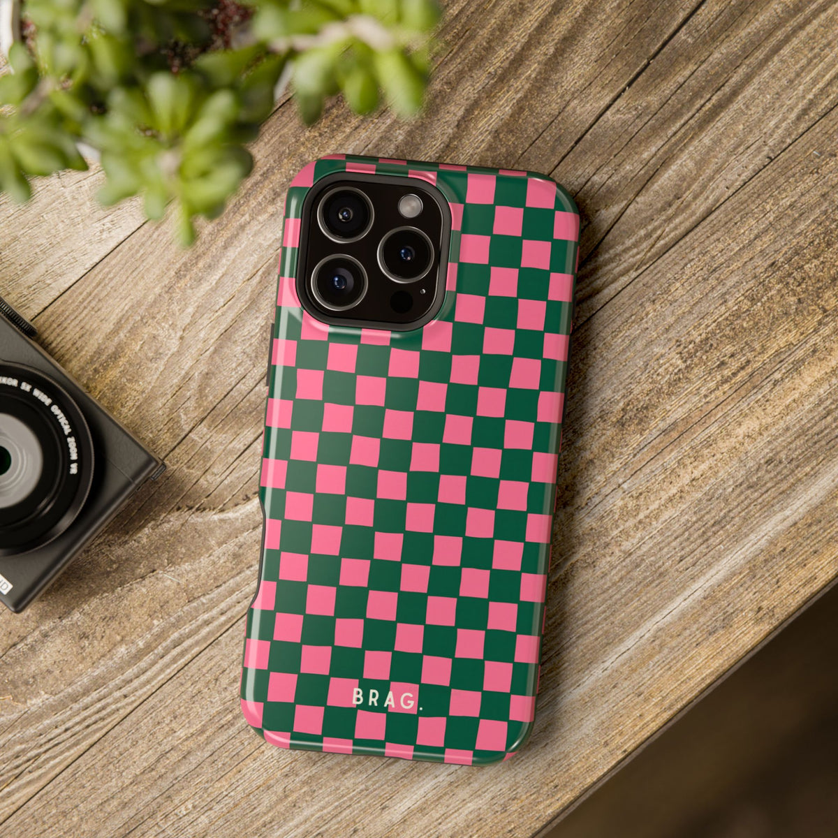 Rasberry Checks Magnetic Impact-Resistant Phone Case