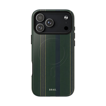 Olive Pinstripe MagSafe Tough Phone Case — Magnetic Protective Cover