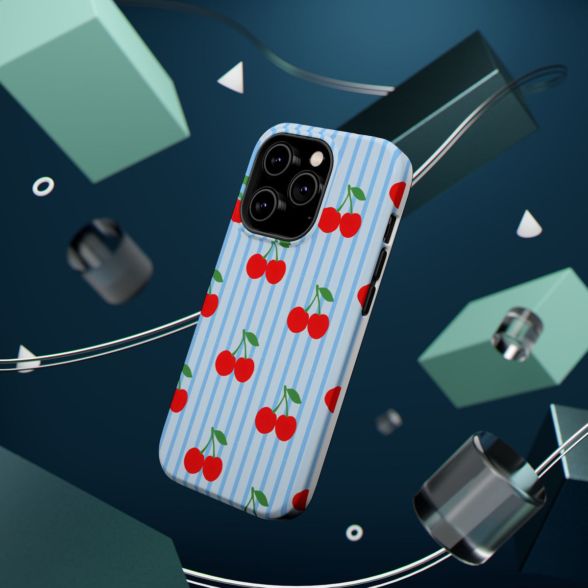 Sunday Market Magnetic Impact Phone Case — Blue Stripe Retro Design
