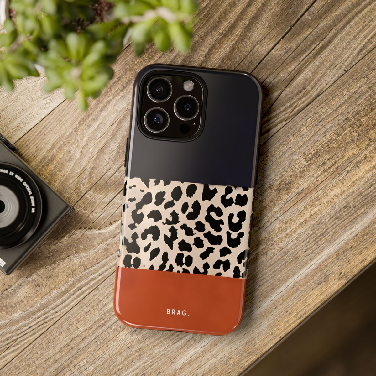 Leopard Block Tough Phone Case – Shockproof Protective iPhone Cover