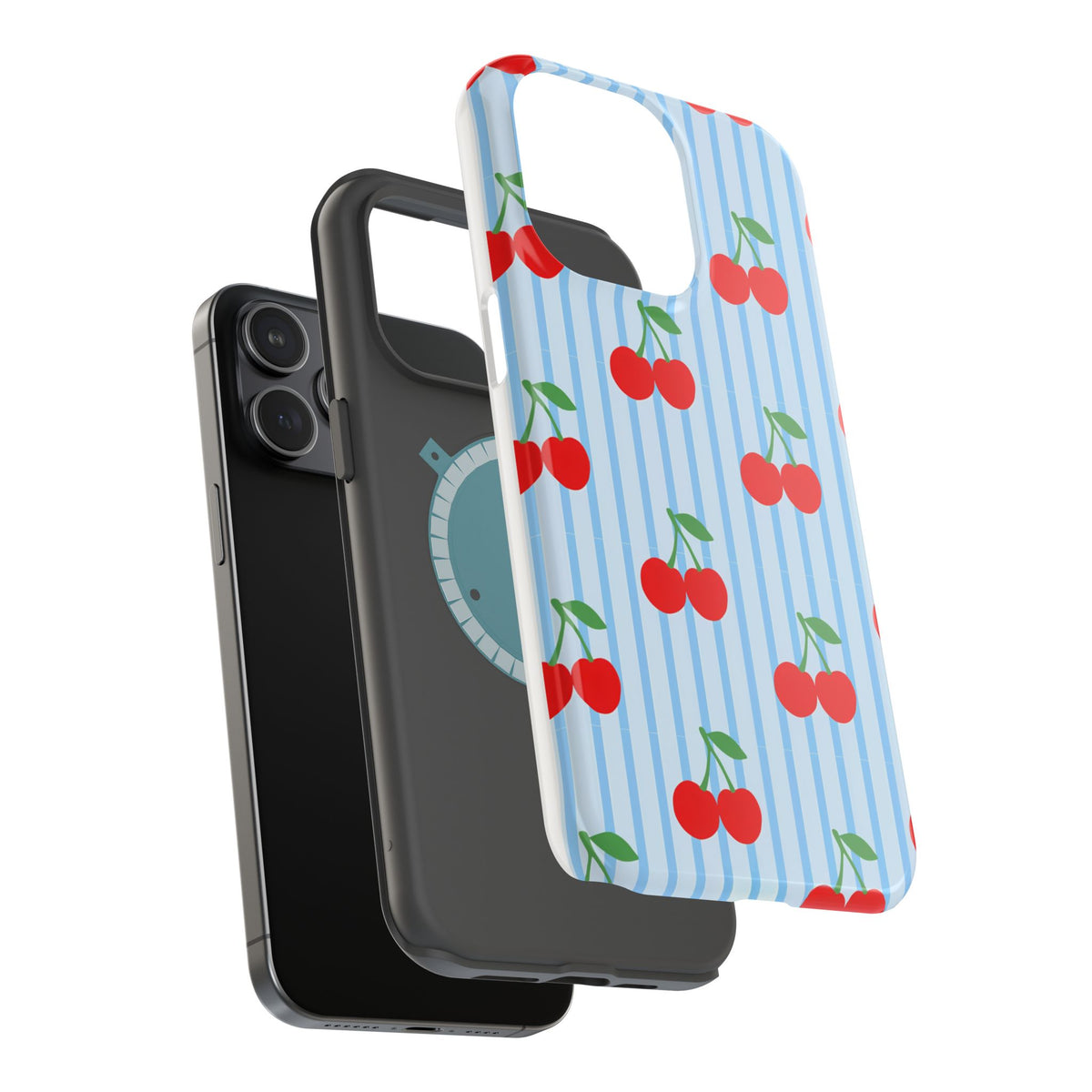 Sunday Market Magnetic Impact Phone Case — Blue Stripe Retro Design