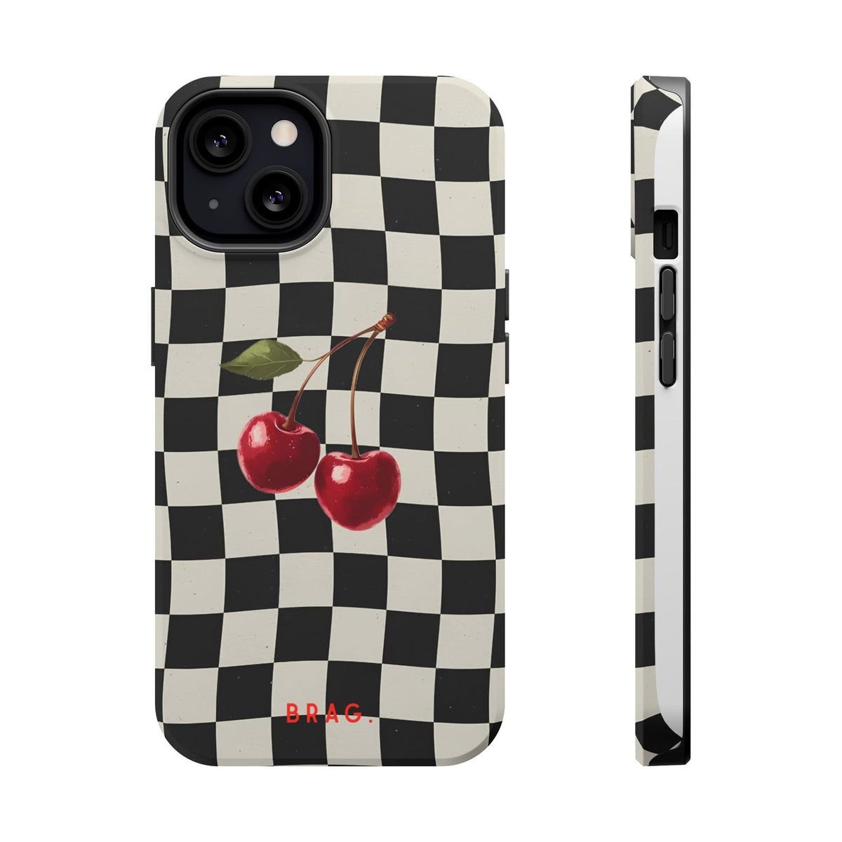 Cherry Check Magnetic Impact-Resistant Phone Case