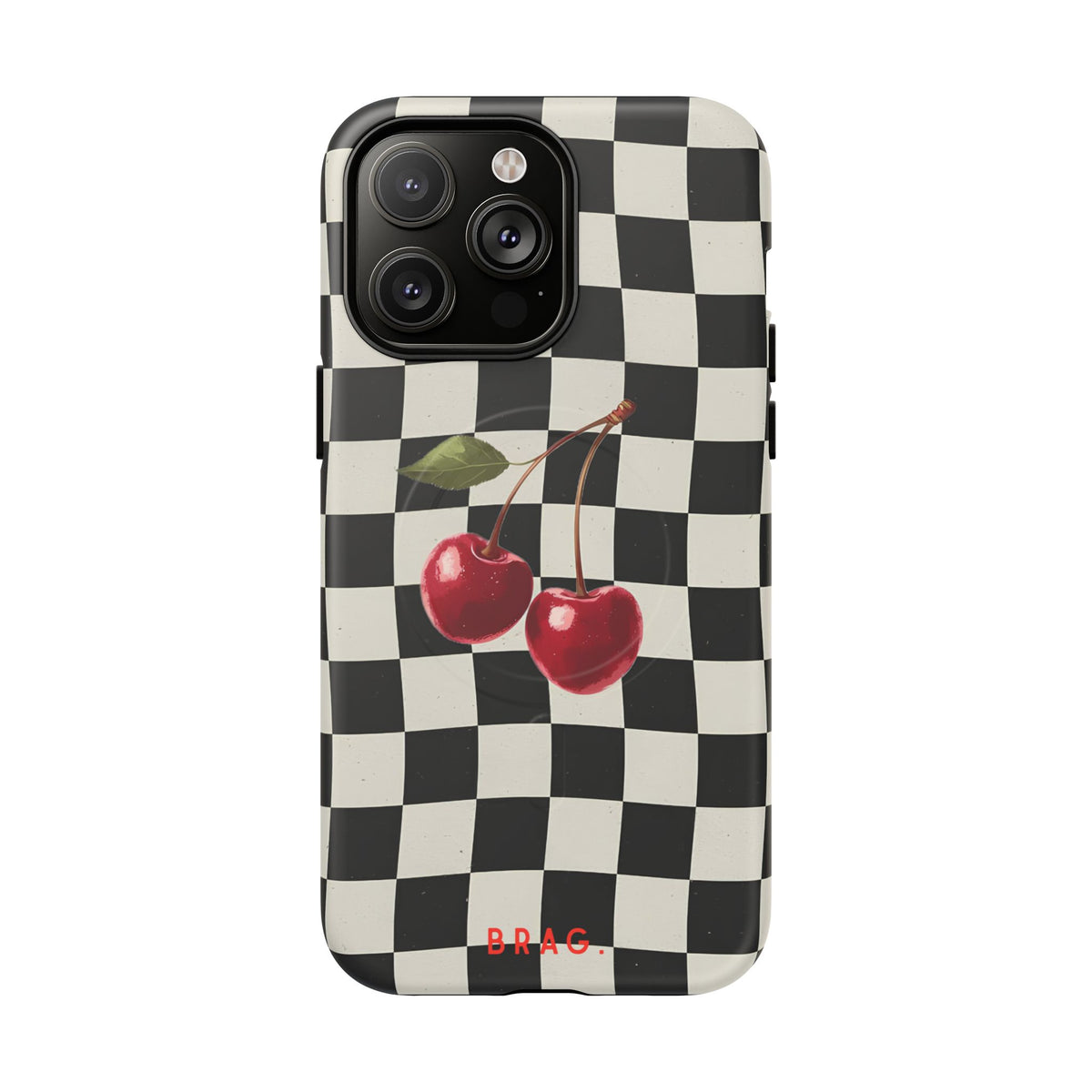 Cherry Check MagSafe Tough Phone Case — Magnetic Protective Cover