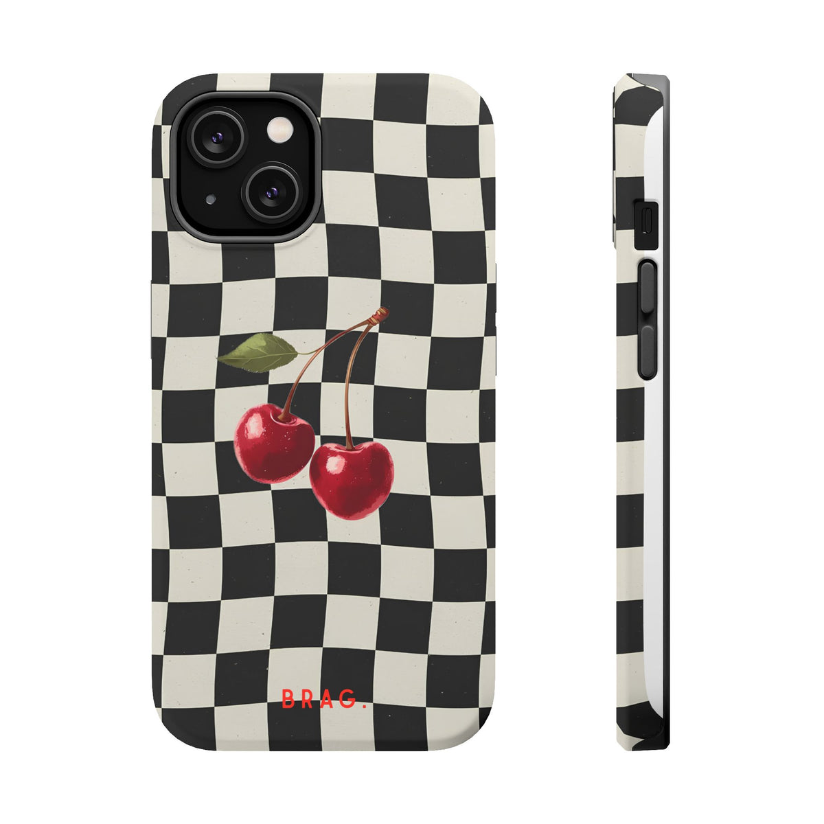 Cherry Check Magnetic Impact-Resistant Phone Case