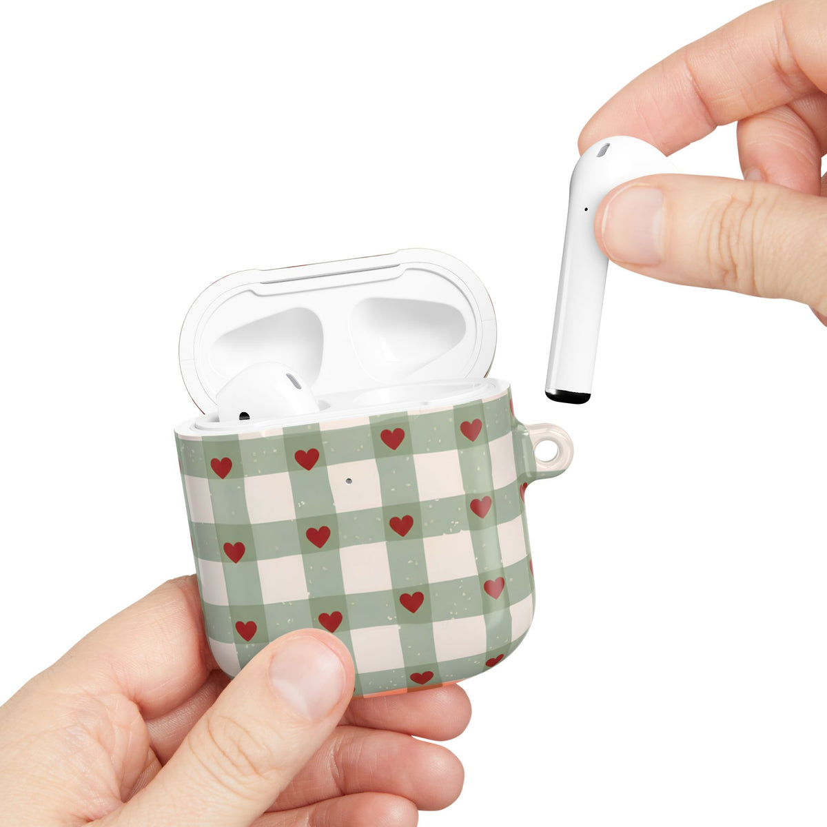 Mint Hearts AirPod Case – Slim Protective Charging Case