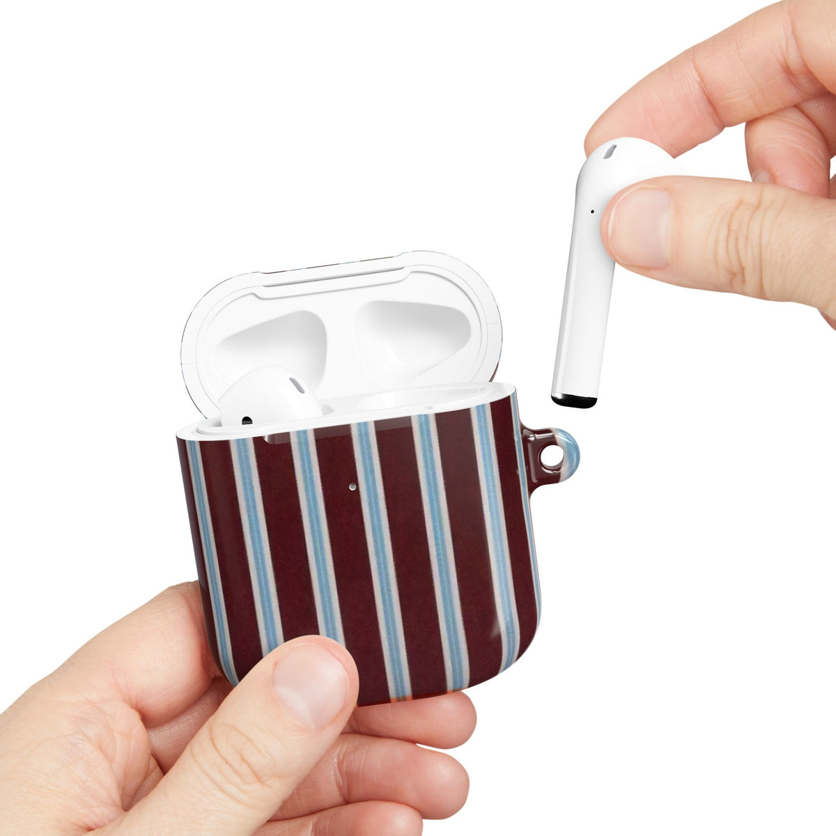 Maroon Lines AirPod Case – Slim Protective Charging Case