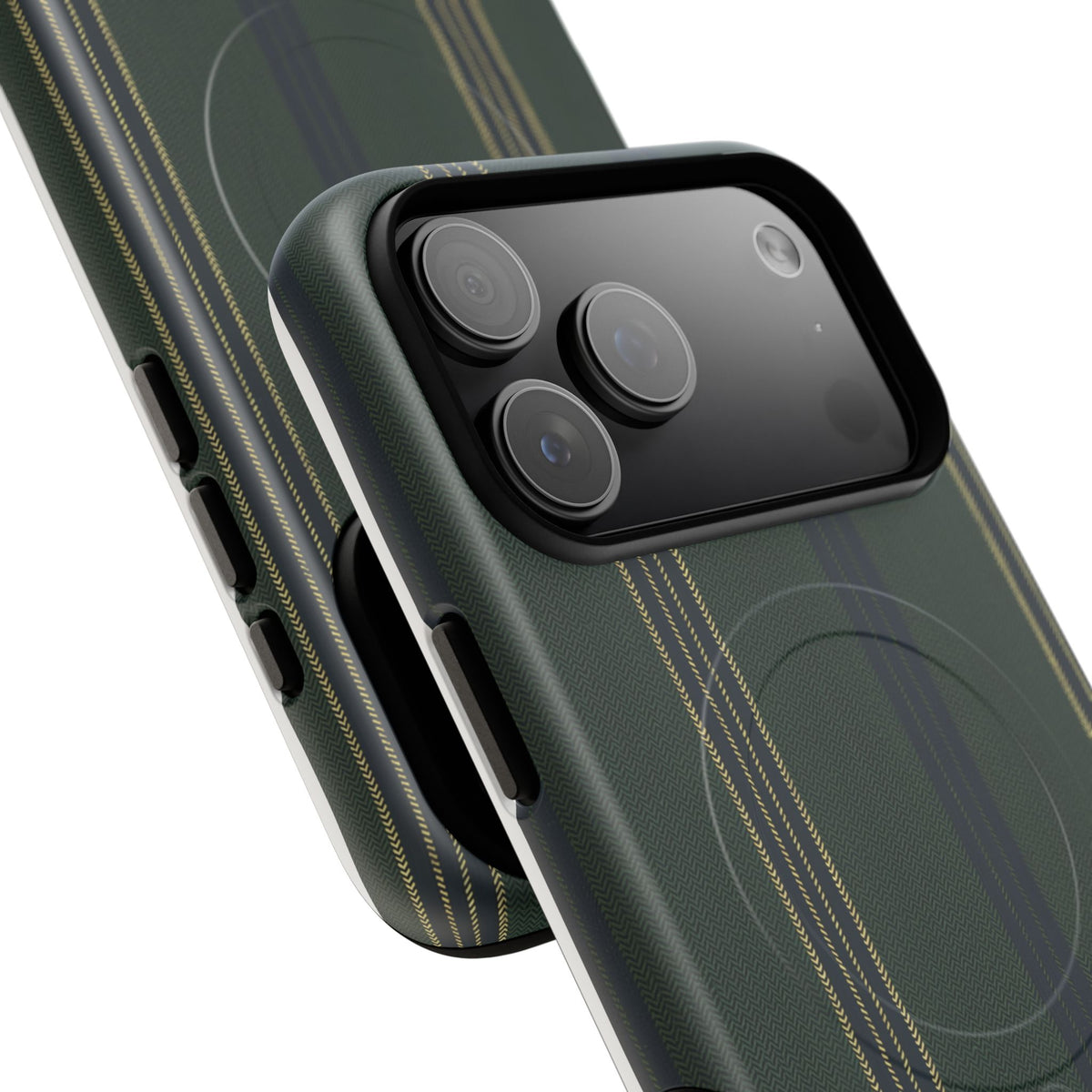 Olive Pinstripe MagSafe Tough Phone Case — Magnetic Protective Cover