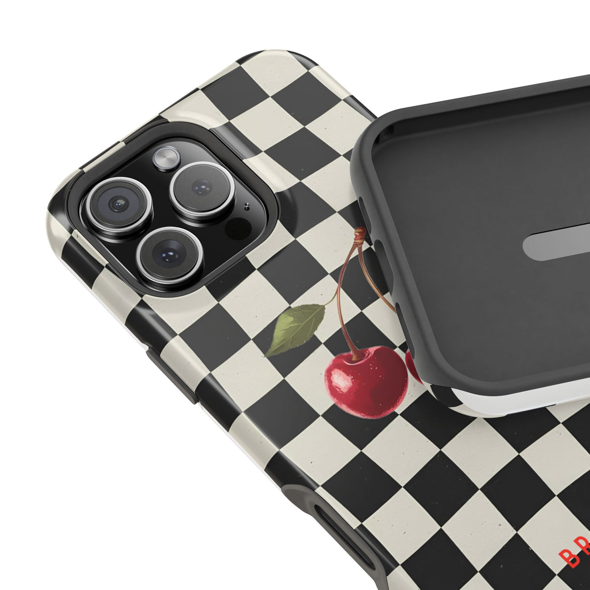 Cherry Check Magnetic Impact-Resistant Phone Case