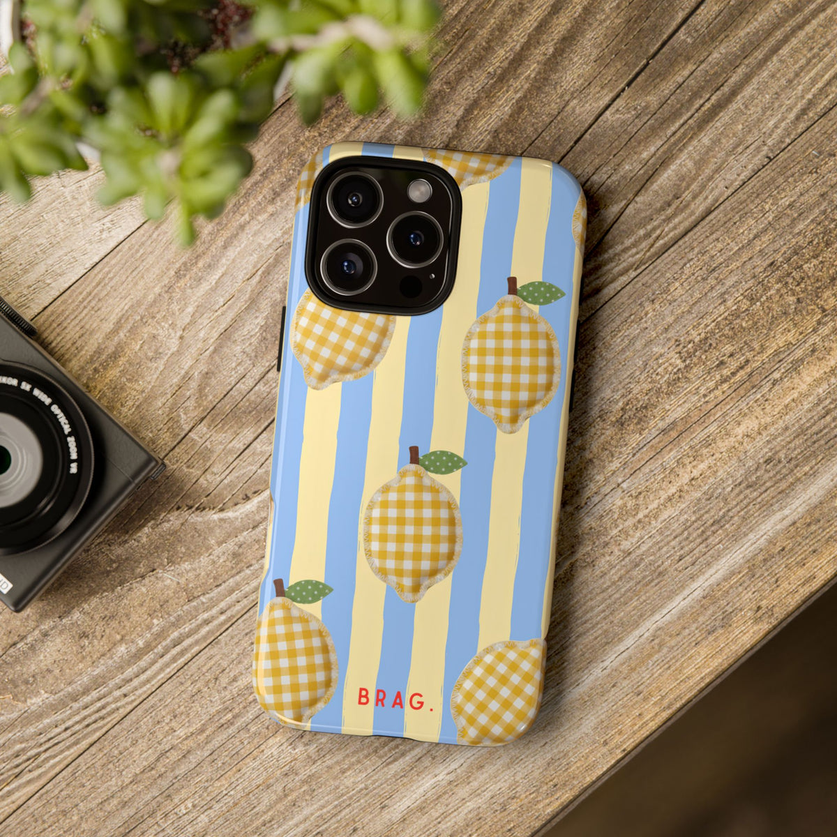 Lemon Checks Tough Phone Case – Shockproof Protective iPhone Cover