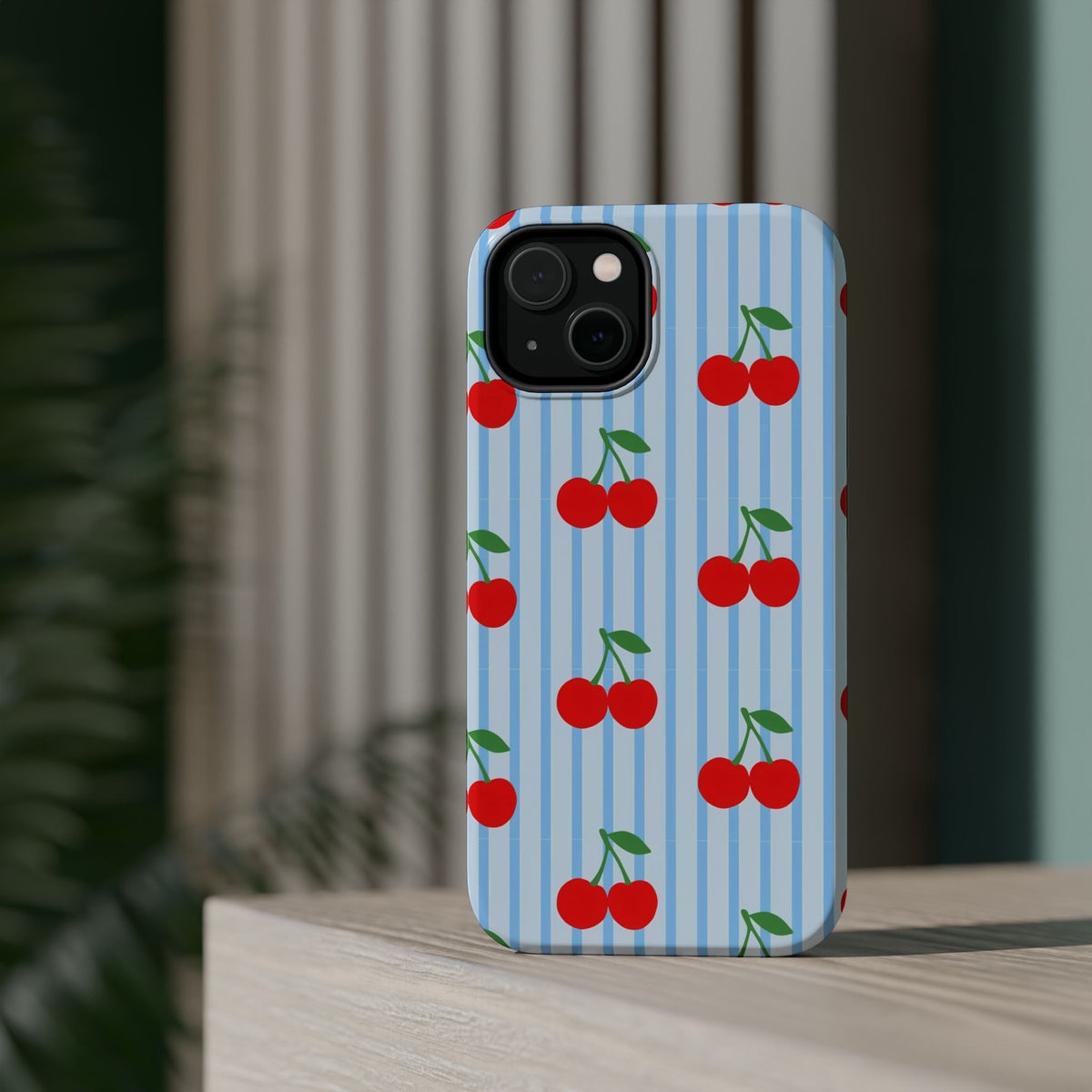 Sunday Market Magnetic Impact Phone Case — Blue Stripe Retro Design