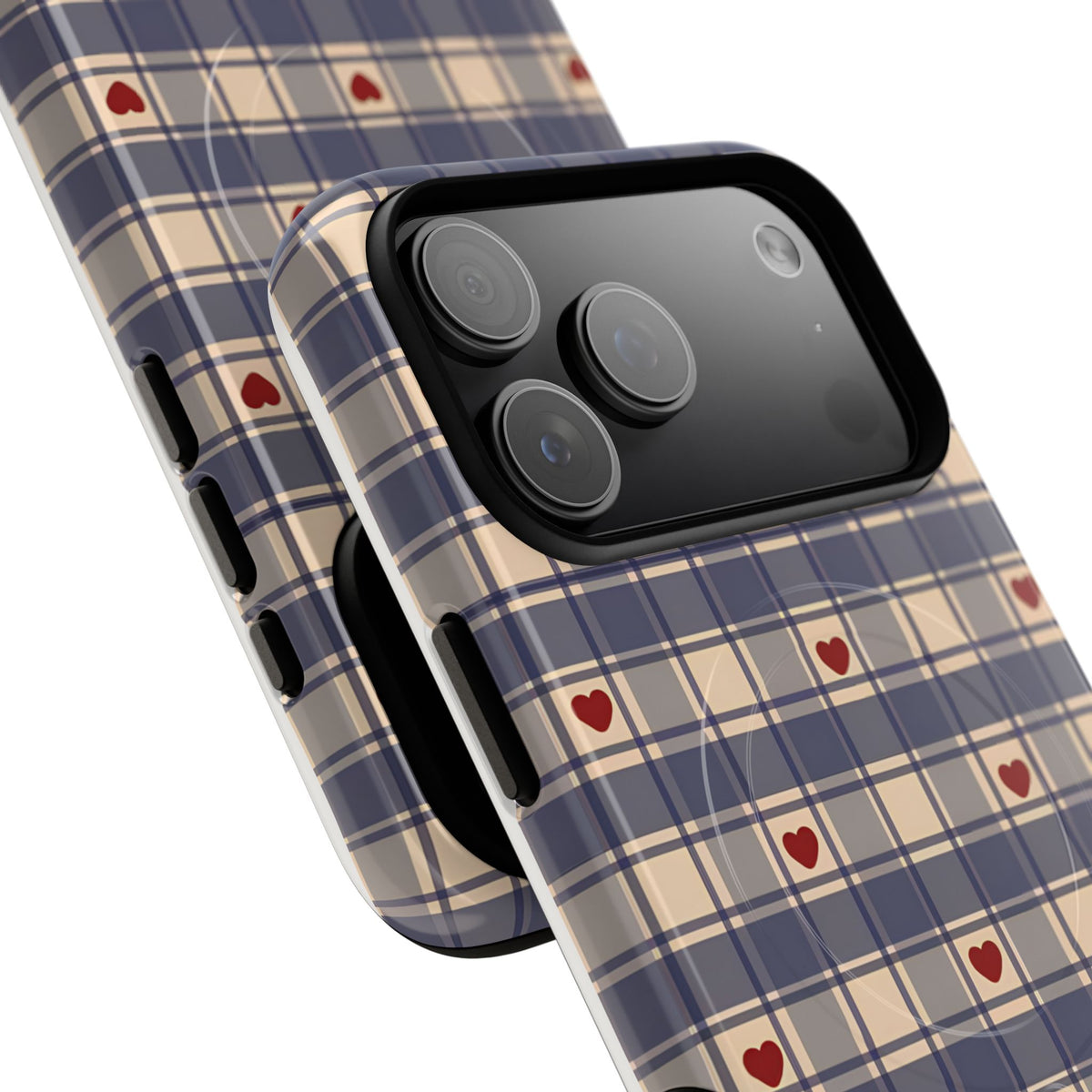 Heart Plaid MagSafe Tough Phone Case — Magnetic Protective Cover