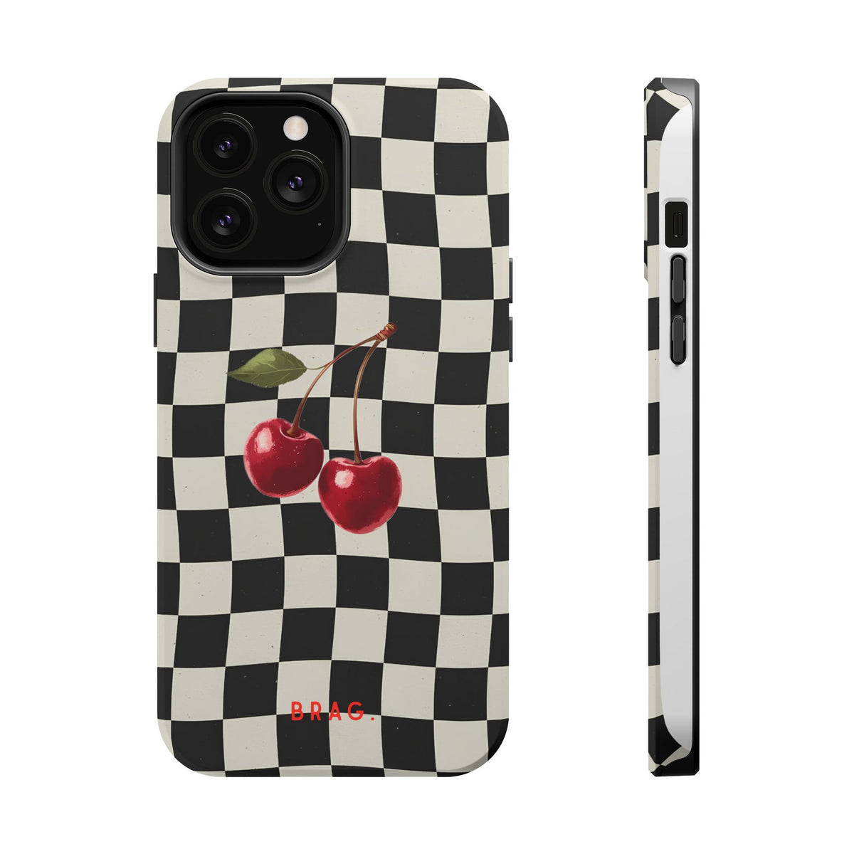 Cherry Check Magnetic Impact-Resistant Phone Case
