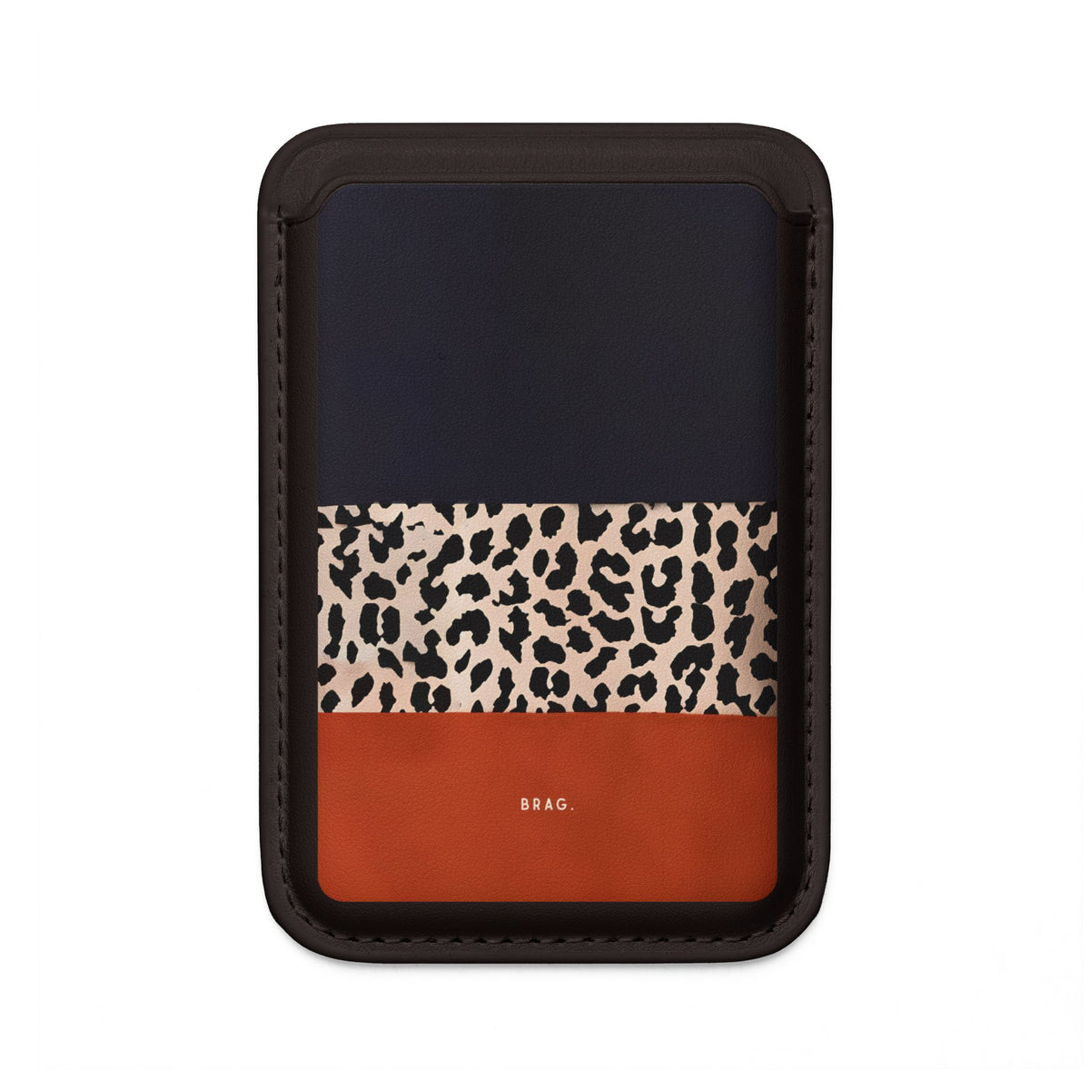 Leopard Block MagSafe Vegan Wallet — Slim Phone Card Holder