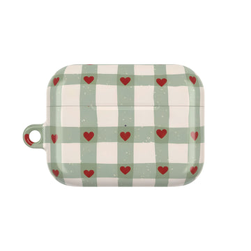 Mint Hearts AirPod Case – Slim Protective Charging Case