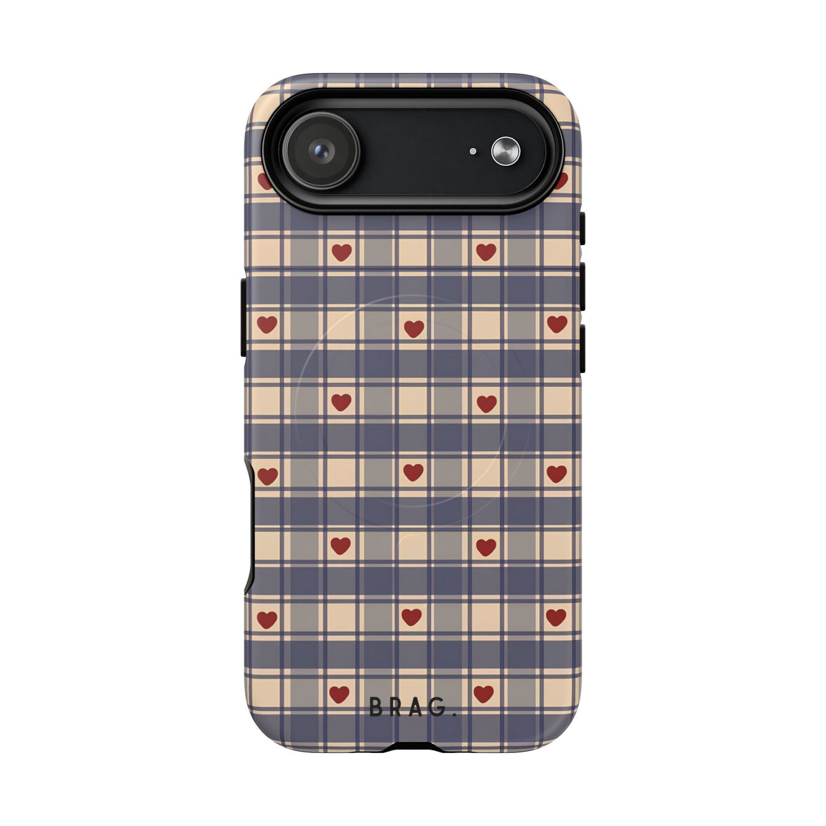 Heart Plaid MagSafe Tough Phone Case — Magnetic Protective Cover