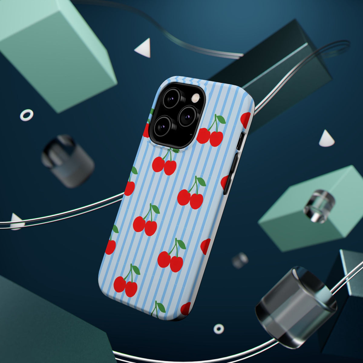 Sunday Market Magnetic Impact Phone Case — Blue Stripe Retro Design
