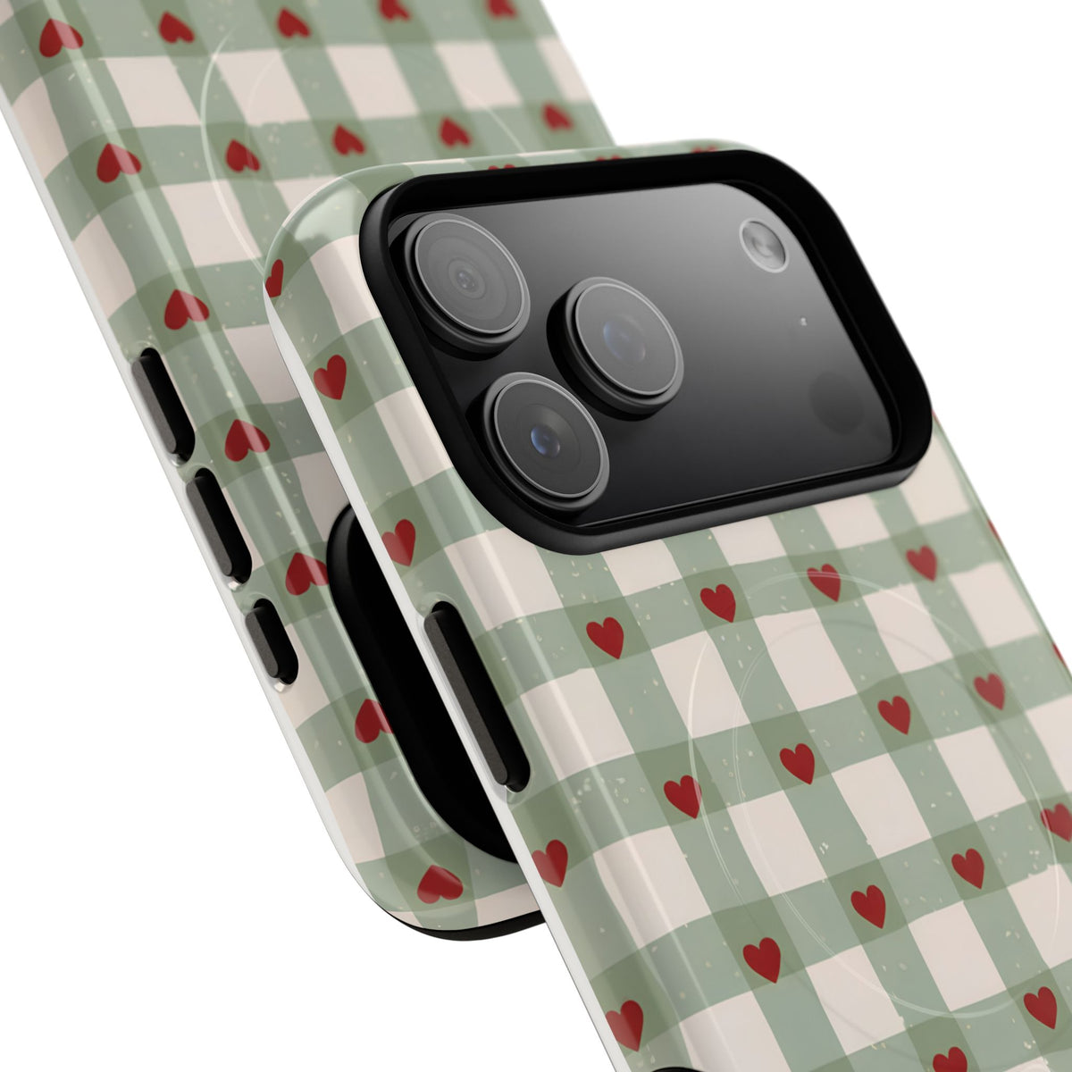 Mint Hearts MagSafe Tough Phone Case — Magnetic Protective Cover