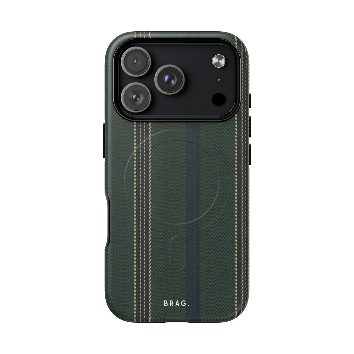 Olive Pinstripe MagSafe Tough Phone Case — Magnetic Protective Cover