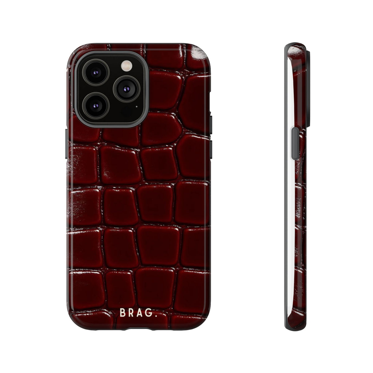 Cherry Leather Tough Phone Case – Shockproof Protective iPhone Cover