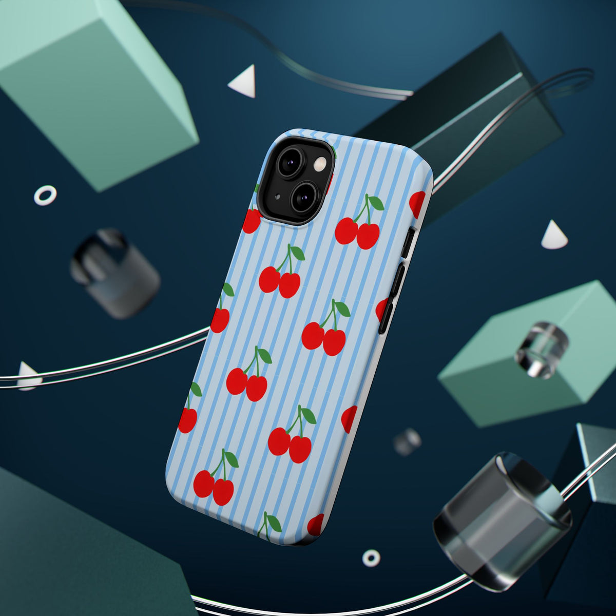 Sunday Market Magnetic Impact Phone Case — Blue Stripe Retro Design