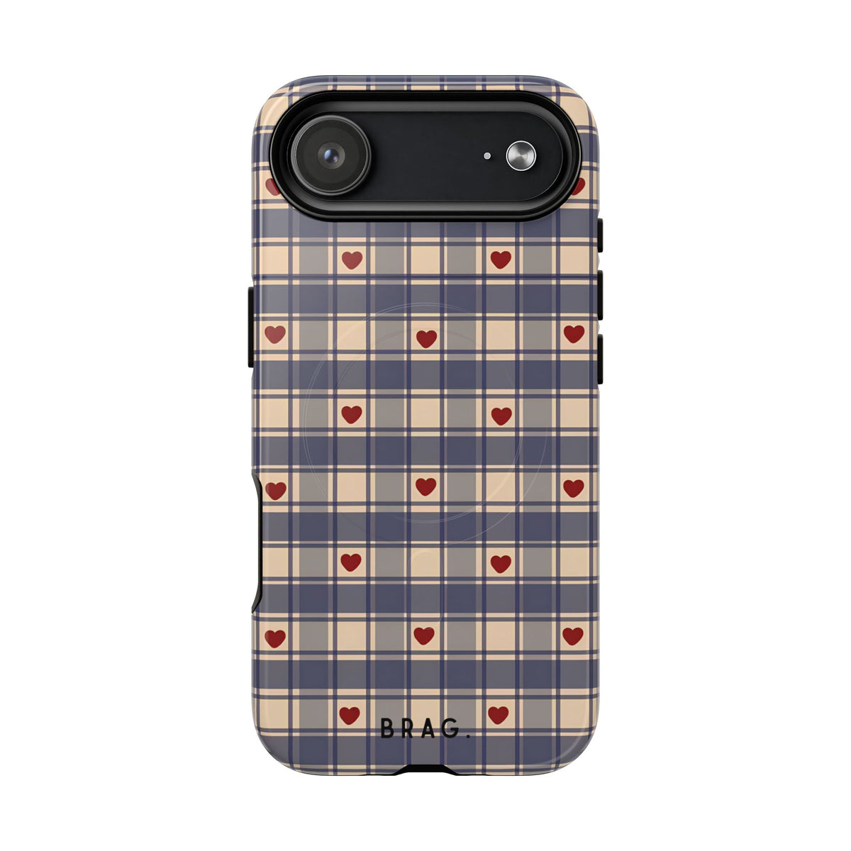 Heart Plaid MagSafe Tough Phone Case — Magnetic Protective Cover
