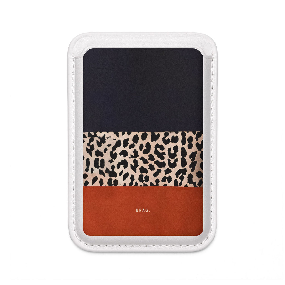 Leopard Block MagSafe Vegan Wallet — Slim Phone Card Holder