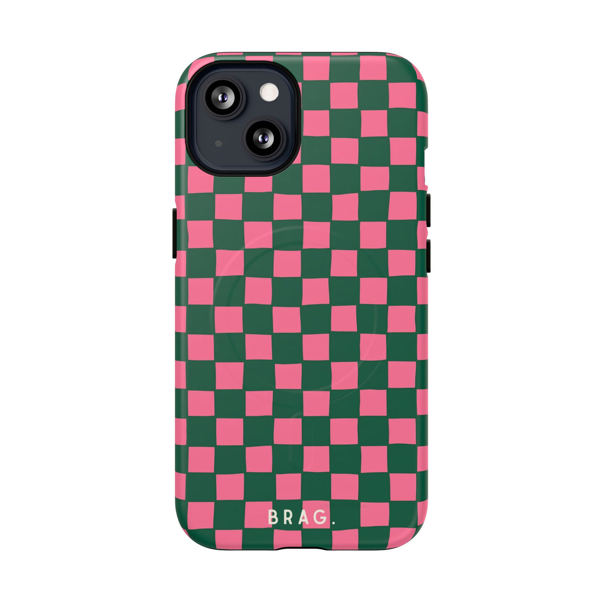 Rasberry Checks MagSafe Tough Phone Case — Magnetic Protective Cover