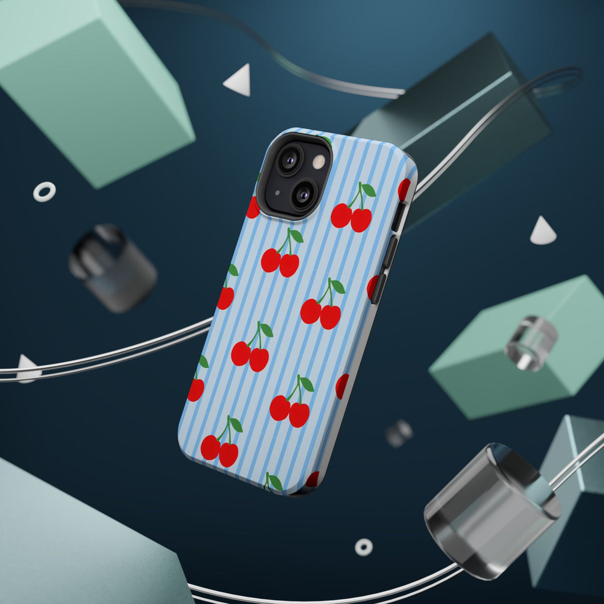 Sunday Market Magnetic Impact Phone Case — Blue Stripe Retro Design