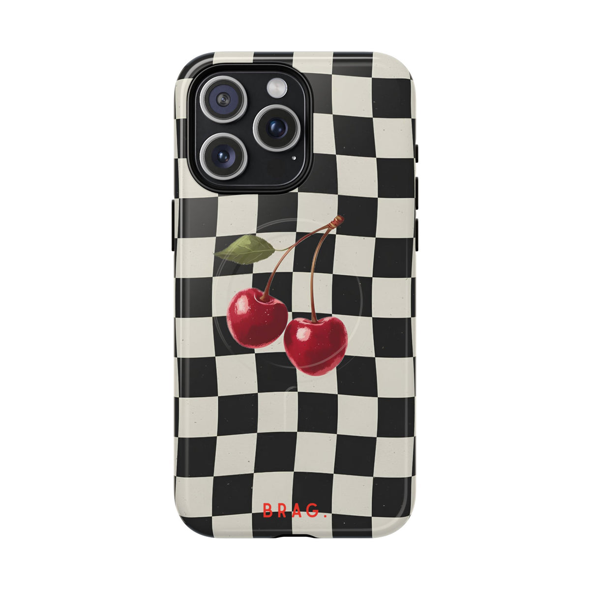 Cherry Check MagSafe Tough Phone Case — Magnetic Protective Cover