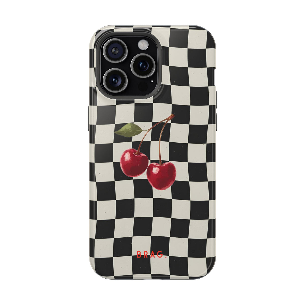 Cherry Check Magnetic Impact-Resistant Phone Case