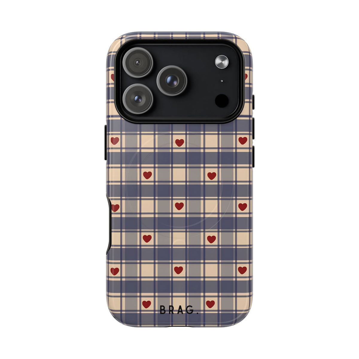 Heart Plaid MagSafe Tough Phone Case — Magnetic Protective Cover