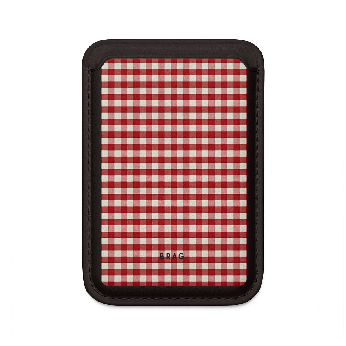 Red Gingham MagSafe Vegan Wallet — Slim Phone Card Holder