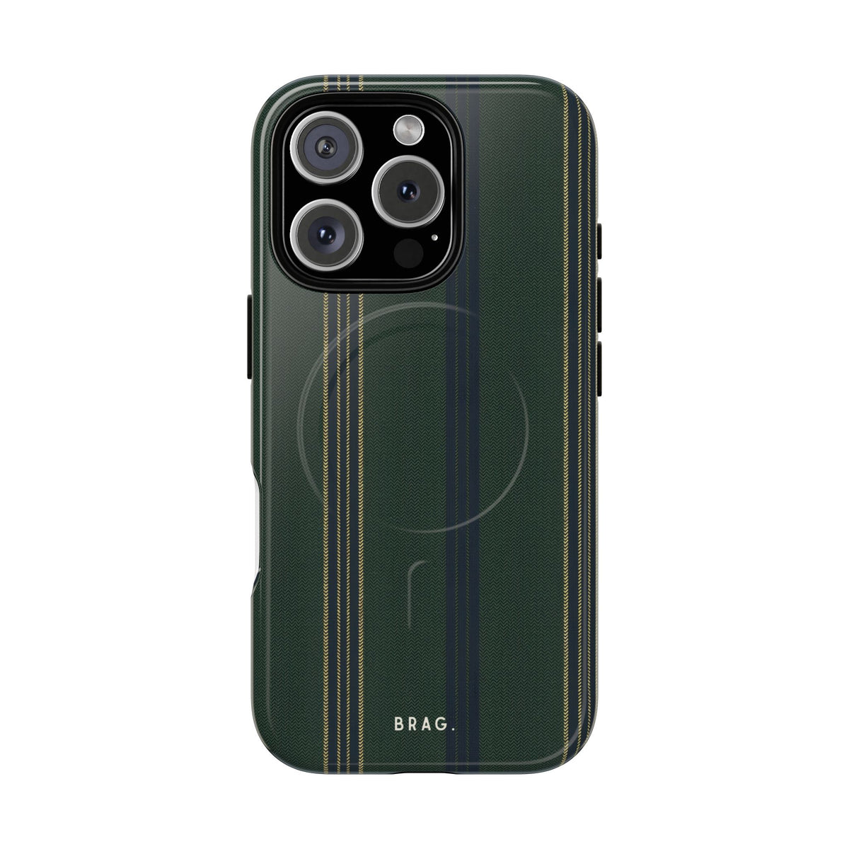 Olive Pinstripe MagSafe Tough Phone Case — Magnetic Protective Cover