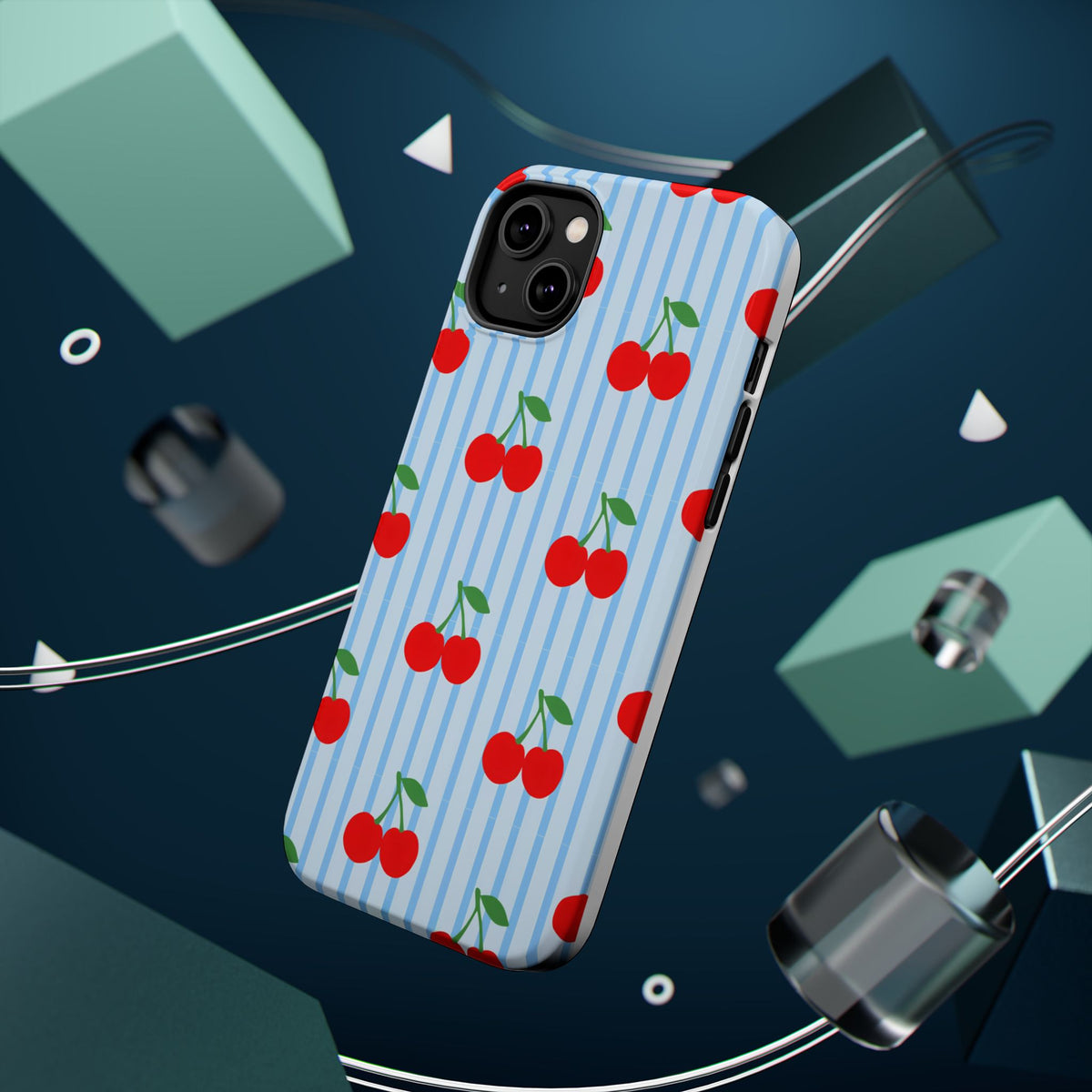 Sunday Market Magnetic Impact Phone Case — Blue Stripe Retro Design