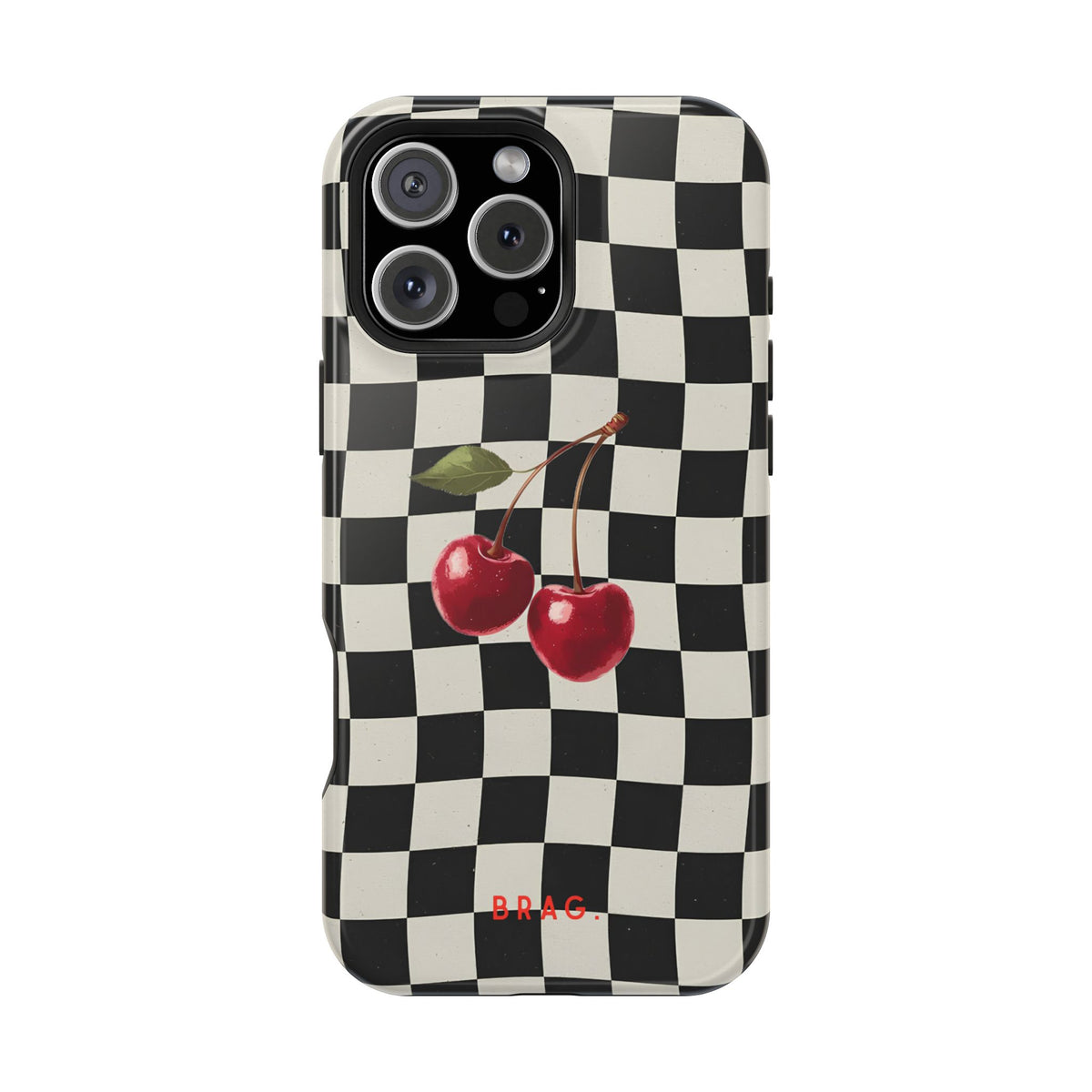 Cherry Check Magnetic Impact-Resistant Phone Case