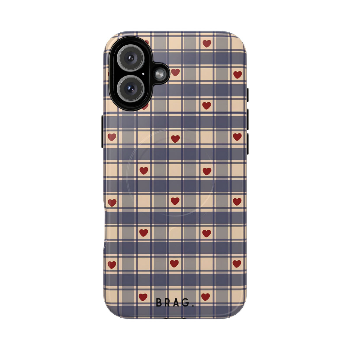 Heart Plaid MagSafe Tough Phone Case — Magnetic Protective Cover