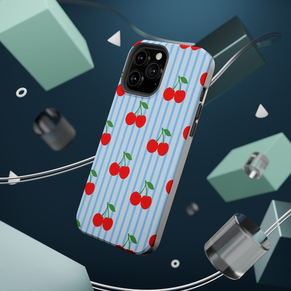 Sunday Market Magnetic Impact Phone Case — Blue Stripe Retro Design