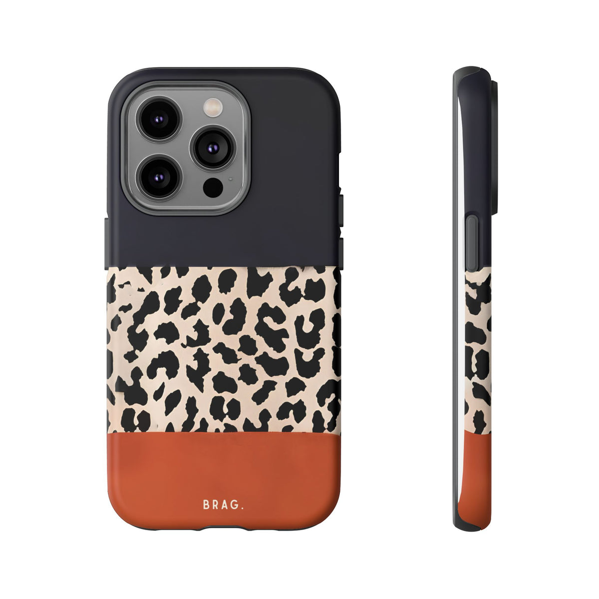 Leopard Block Tough Phone Case – Shockproof Protective iPhone Cover