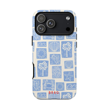 Azure Tiles Tough Phone Case – Shockproof Protective iPhone Cover