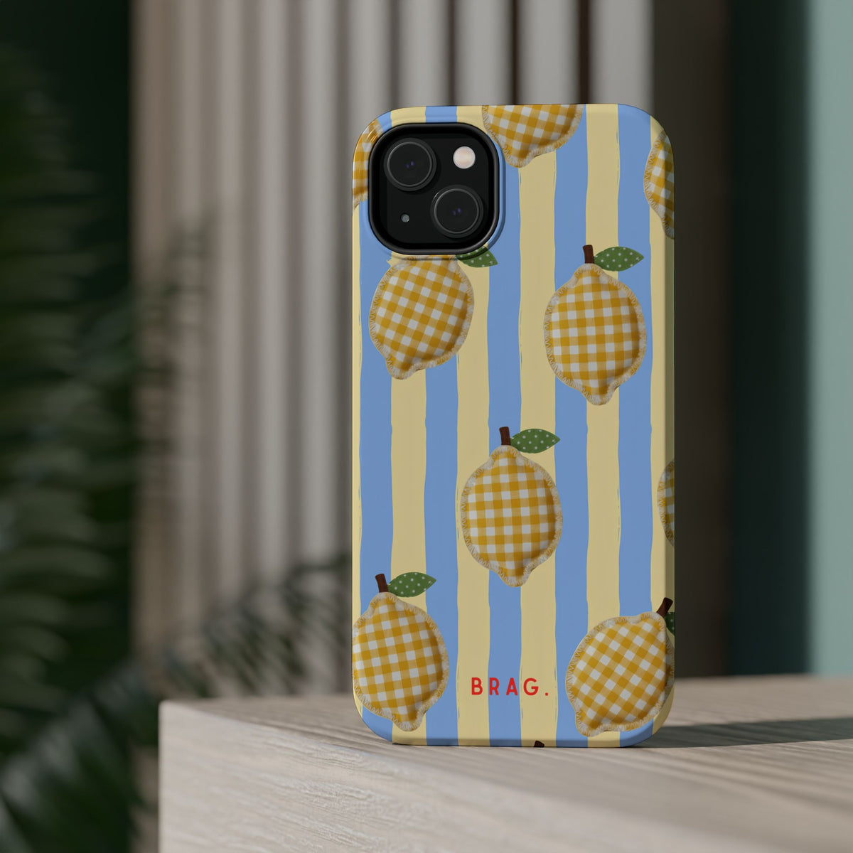 Lemon checks Magnetic Impact-Resistant Phone Case