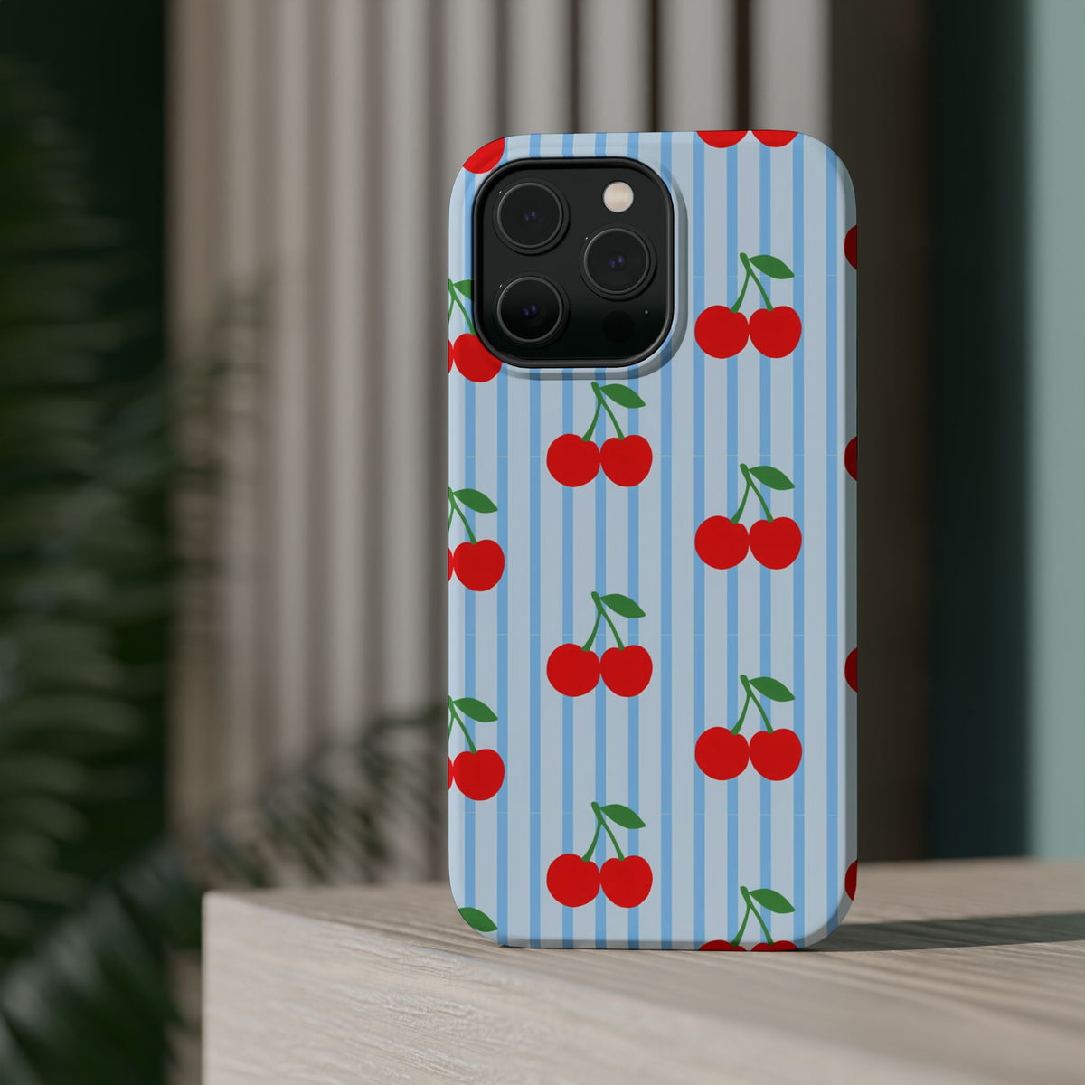 Sunday Market Magnetic Impact Phone Case — Blue Stripe Retro Design