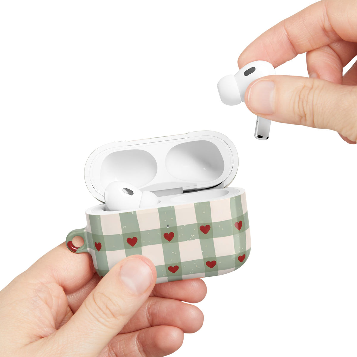 Mint Hearts AirPod Case – Slim Protective Charging Case