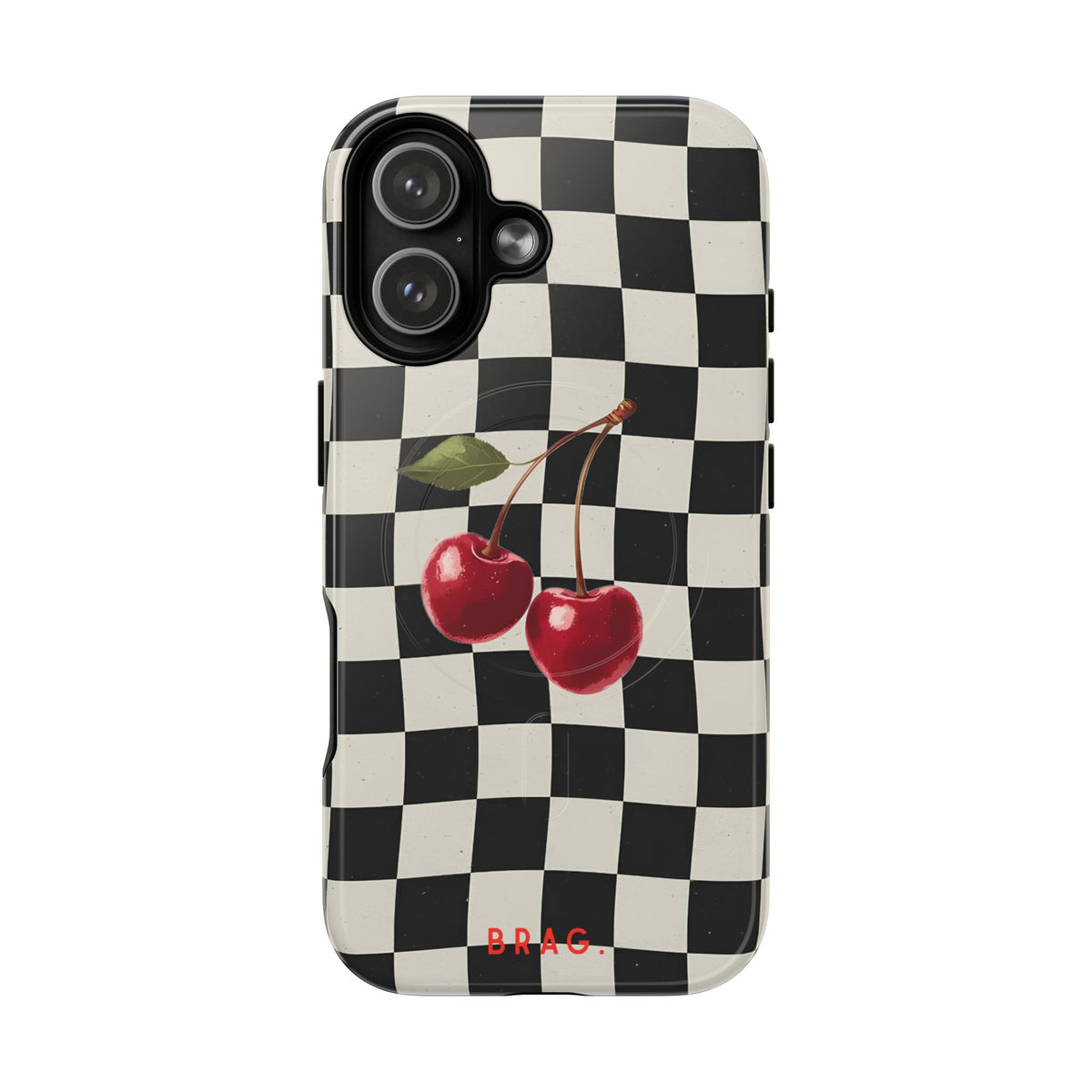 Cherry Check MagSafe Tough Phone Case — Magnetic Protective Cover