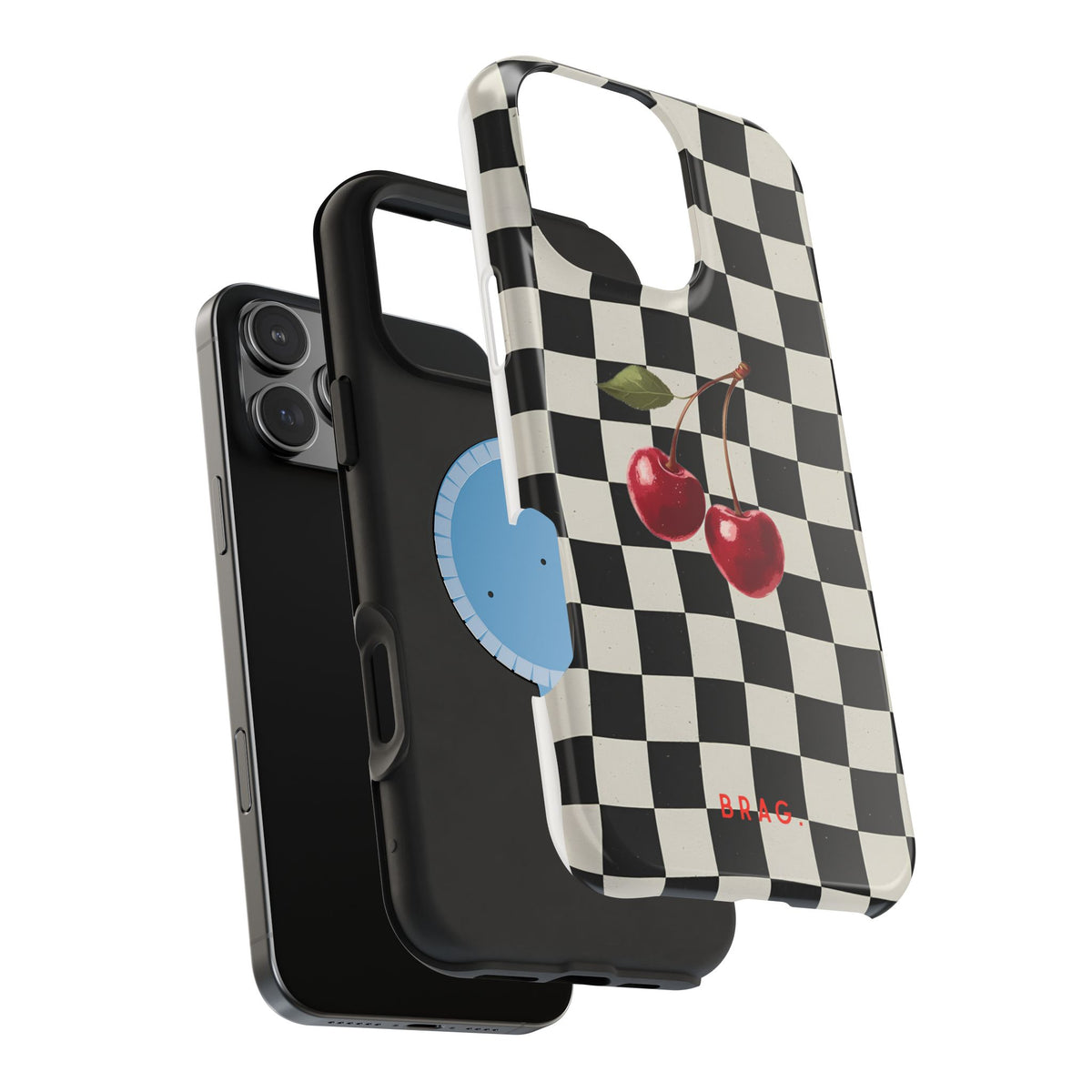 Cherry Check Magnetic Impact-Resistant Phone Case