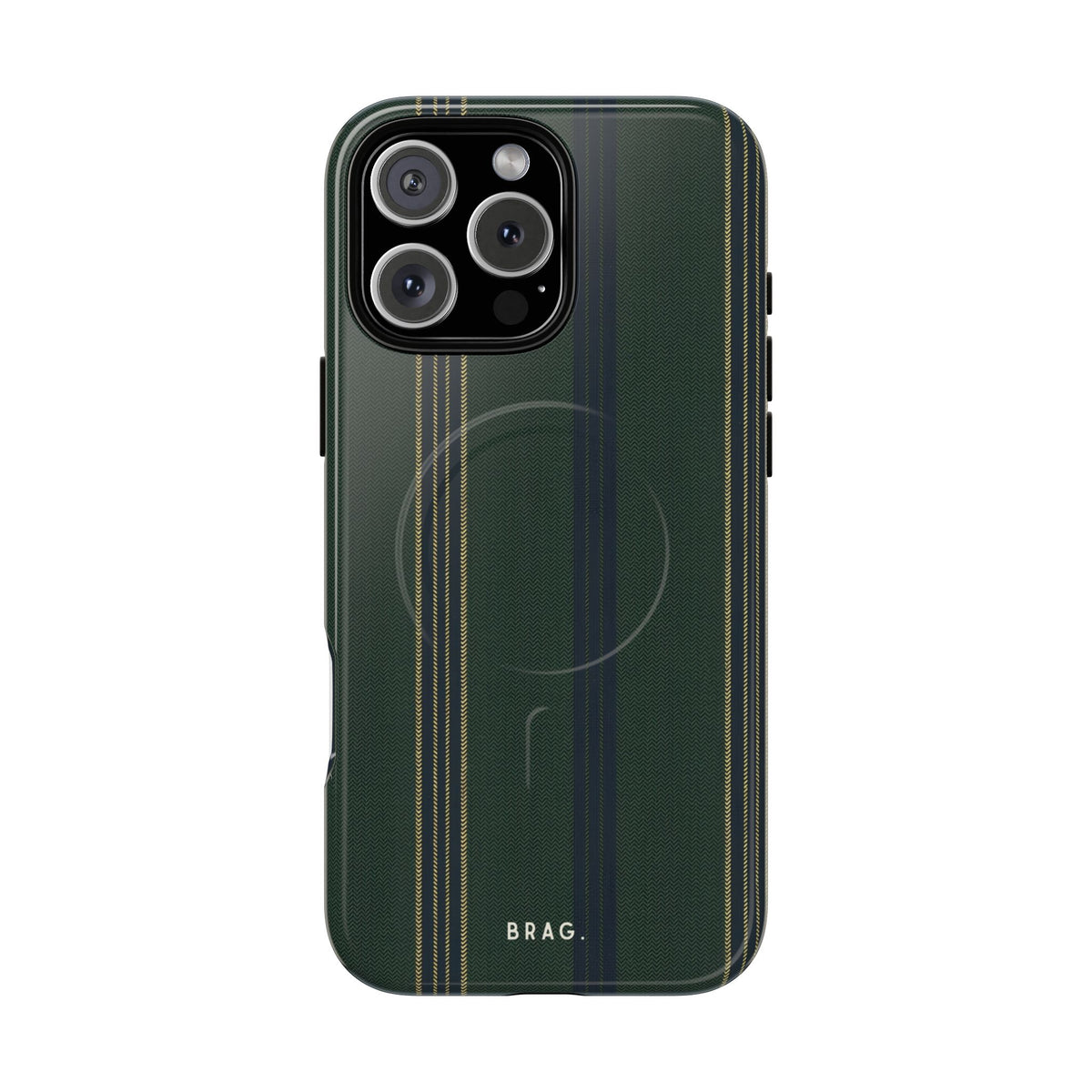 Olive Pinstripe MagSafe Tough Phone Case — Magnetic Protective Cover